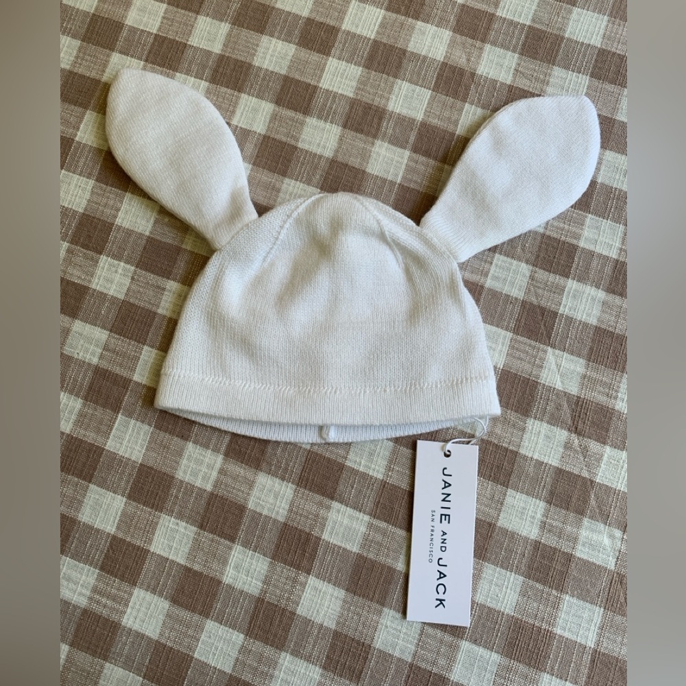 NWT Janie and Jack Bunny Ear Beanie Hat - Newborn Size